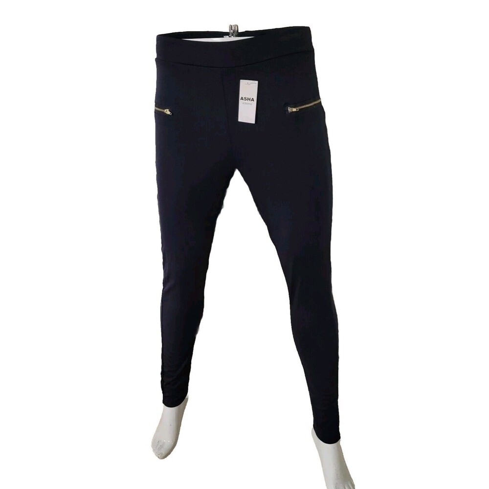 NWT Asha Legging Pants Womens M/L Black Soft Spandex Activewear Jogging Walk